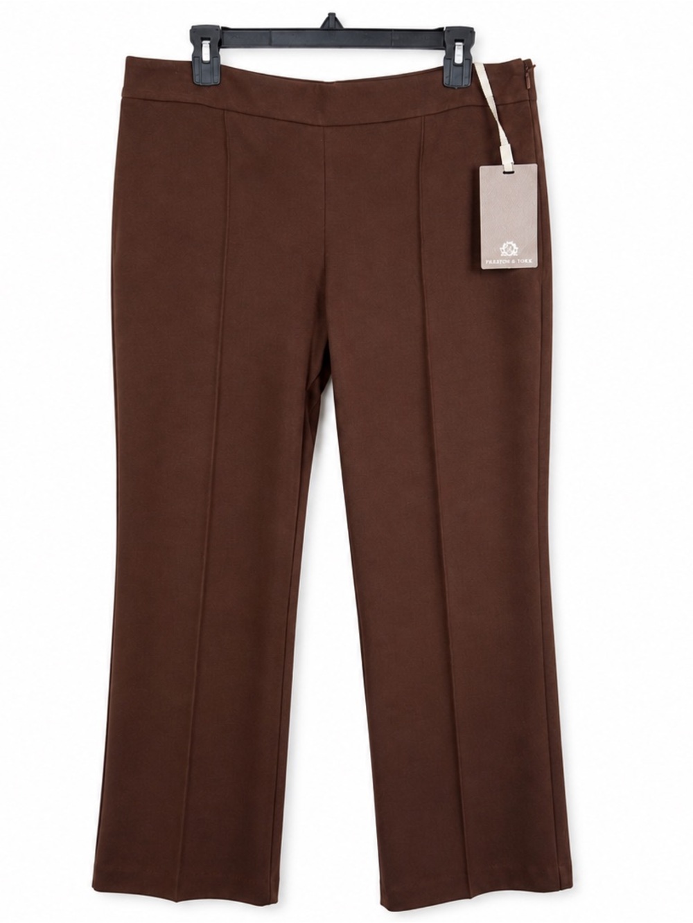 Preston & York Brown Ponte Pants Women’s Size 12 Straight Leg Stretch NWT